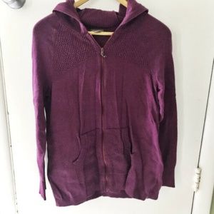Eddie Bauer Womens Sweatshirt Size M Hoodie Full Zipper Purple Long Sleeve